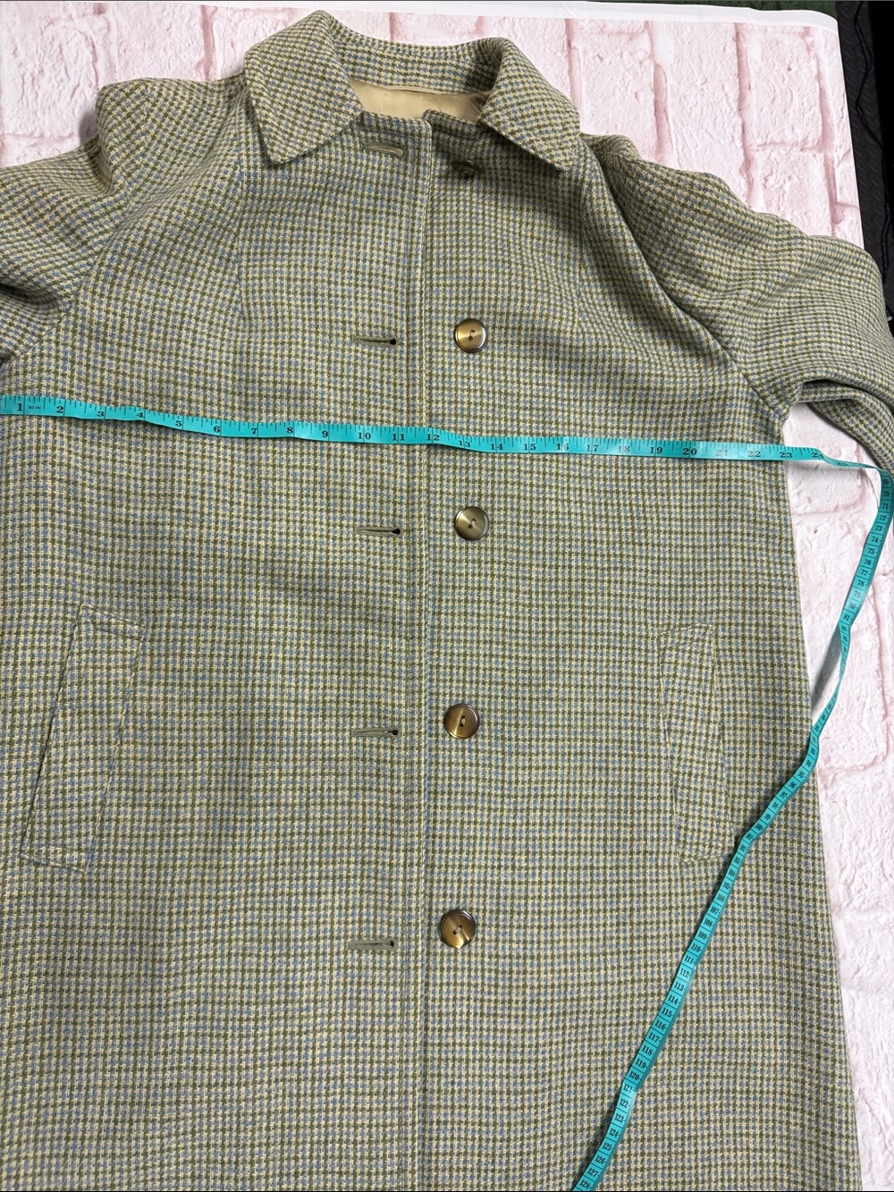 Vintage 1960’s Women's Green Check Wool Coat - Picture 13 of 15